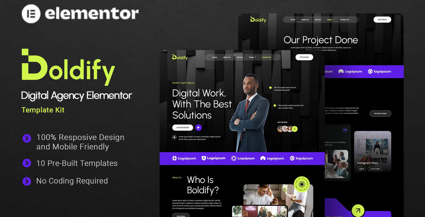 Boldify – Digital Agency Elementor Template Kit