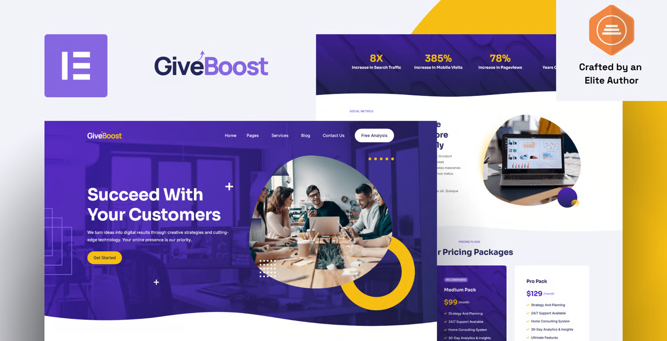 GiveBoost – Digital Marketing Agency Elementor Pro Template Kit