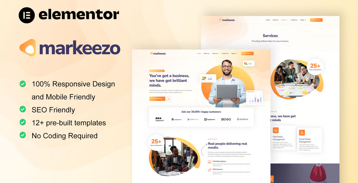 Markeezo – SEO & Digital Marketing Agency Elementor Template Kit